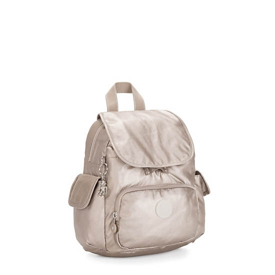 Mochilas Kipling City Pack Mini Metallic Beige | MX 1491GS